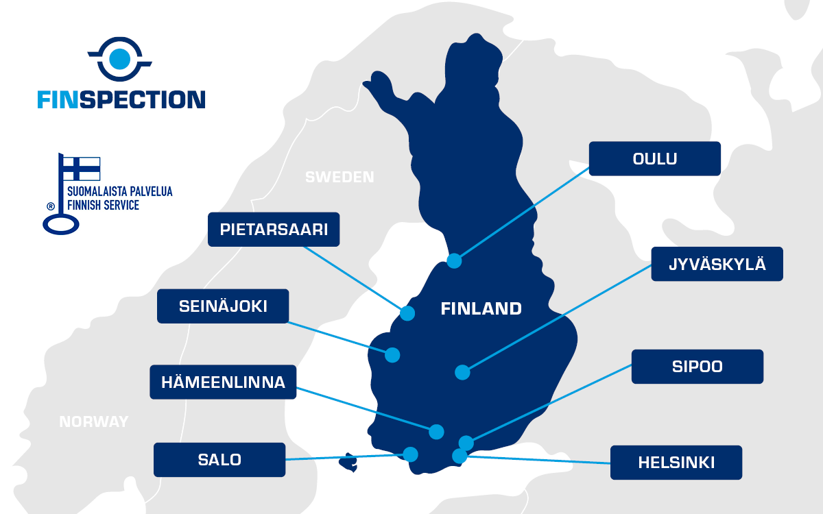 Finspection Oy's location in Finland Finspection Oy's location in Finland