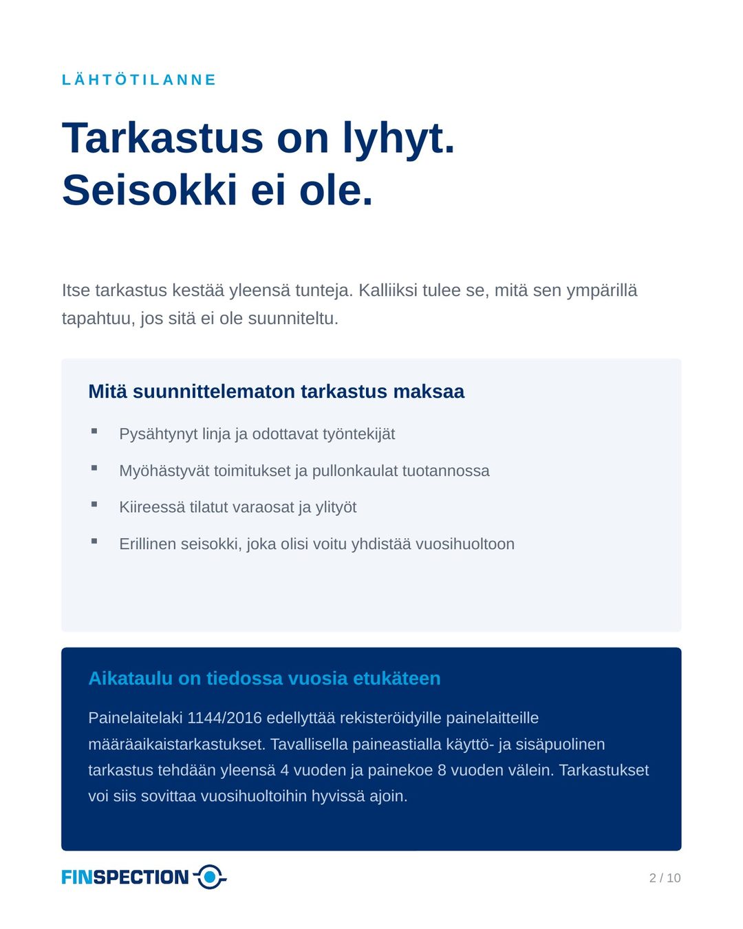 Tarkastus on lyhyt, seisokki ei ole: mitä suunnittelematon tarkastus maksaa