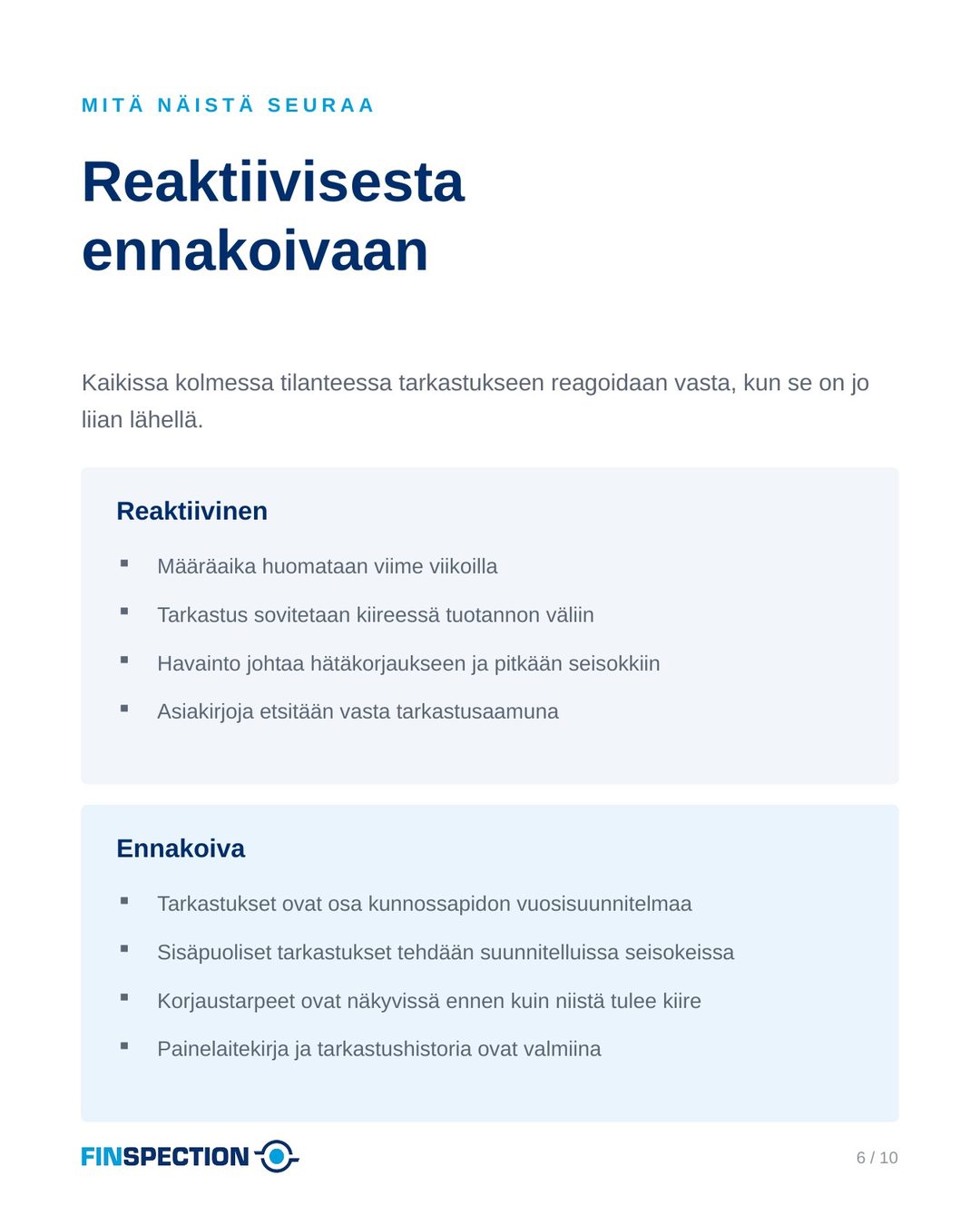 Reaktiivisesta ennakoivaan tarkastukseen